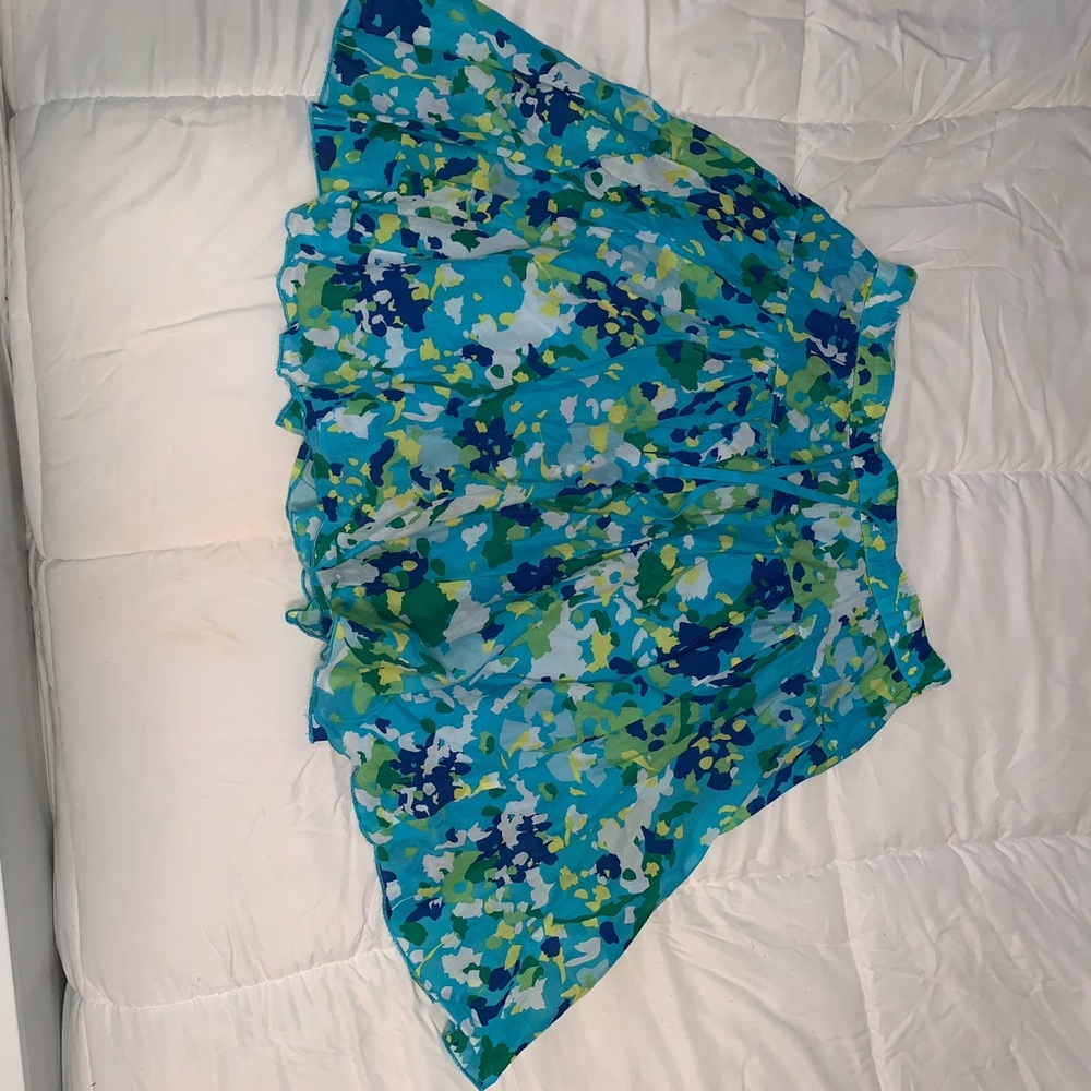 Blue Floral Skirt (Old Navy) - Med